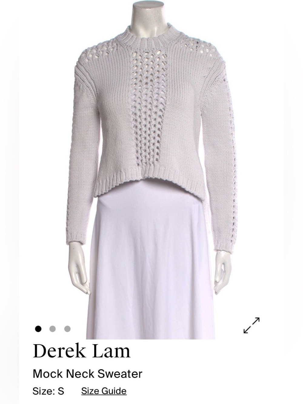 Derek Lam Cream Mock Neck Cable Knit Sweater